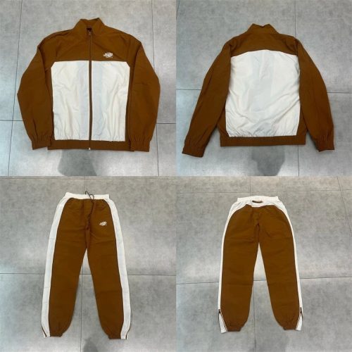 Stussy Colorblock Track Jacket and Pants Set Casual Activewear Brown and White
