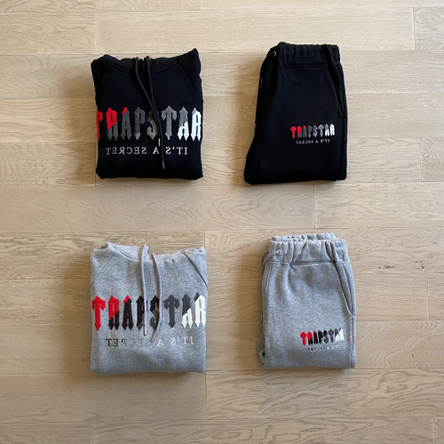 Trapstar It's A Secret Graphic Streetwear Tracksuit Set Black and Gray