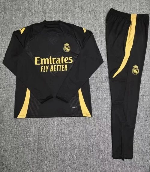 Adidas Real Madrid Training Tracksuit Soccer Jersey Set Black and Gold