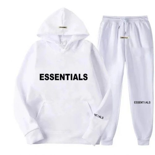 Fear of God Essentials Graphic Print Streetwear Tracksuit Set White