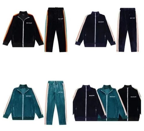 Palm Angels Velour Tracksuit Casual Matching Set Multicolor