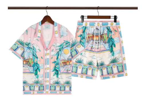 Casablanca Tennis Court Print Silk Matching Set Multicolor