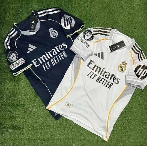 Adidas Real Madrid 2024-25 Authentic Soccer Jersey White and Navy