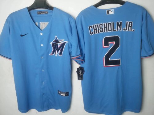 Nike Miami Marlins Jazz Chisholm Jr. 2 Baseball Jersey Blue