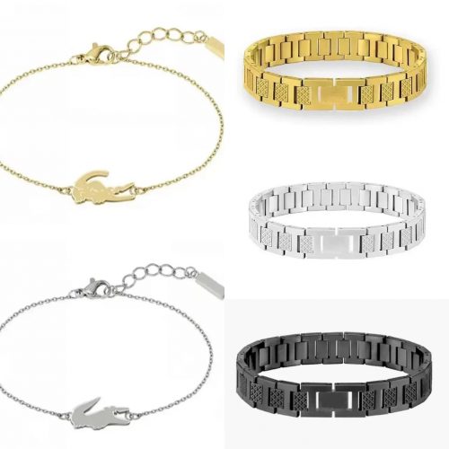 Lacoste Crocodile Charm Minimalist Bracelet Gold and Silver