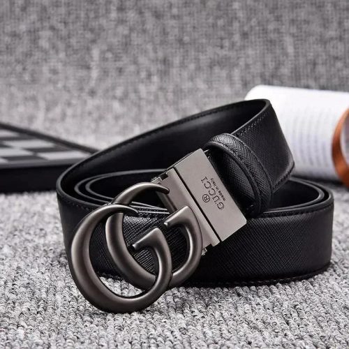 Gucci Double G Buckle Saffiano Leather Belt Black