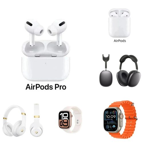 Apple Wireless Headphones and Smartwatch Collection White and Orange