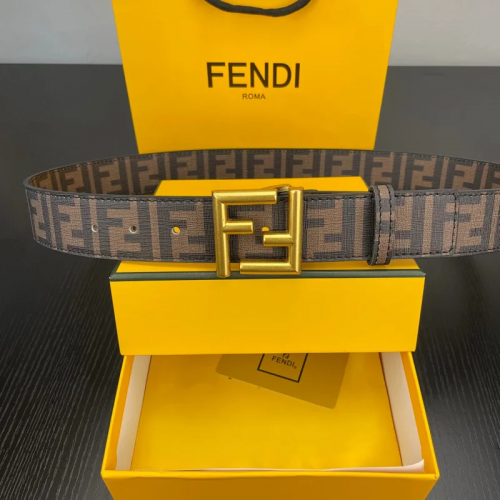 Fendi FF Logo Iconic Leather Belt Brown