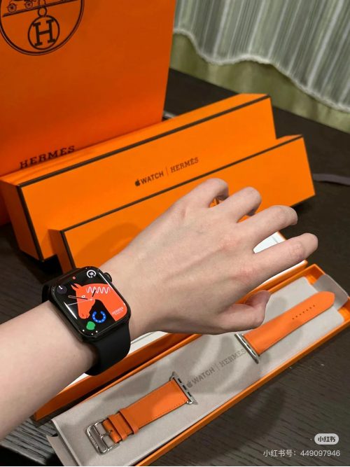 Apple Watch Hermes Series 9 Smartwatch Black and Orange