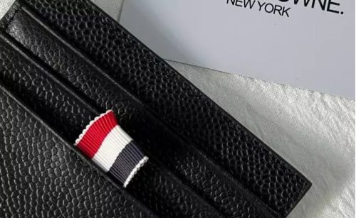Thom Browne Pebble Grain Card Holder Leather Accessories Black