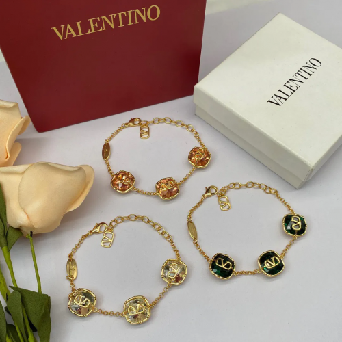 Valentino VLogo Signature Crystal Bracelet Gold Chain Jewelry Multicolor