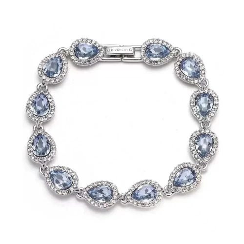 Givenchy Teardrop Crystal Elegant Bracelet Silver and Blue
