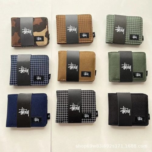 Stussy Canvas Bifold Wallet Streetwear Accessory Multicolor