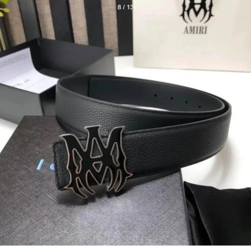 Amiri MA Plaque Leather Belt Black