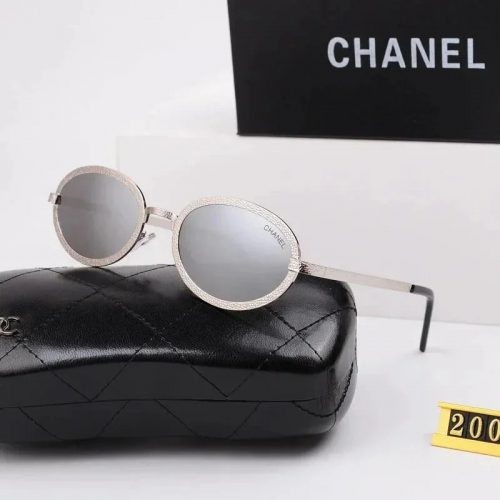 Chanel Oval Frame Stylish Sunglasses Silver