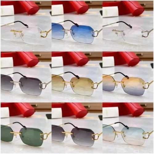 Cartier C Decor Rimless Luxury Sunglasses Multicolor