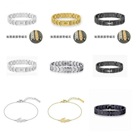 Lacoste Crocodile Link Bracelet Minimalist Stainless Steel Jewelry Silver