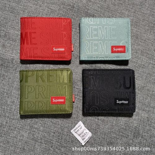 Supreme Jacquard Logos Twill Wallet Streetwear Bifold Wallet Multicolor