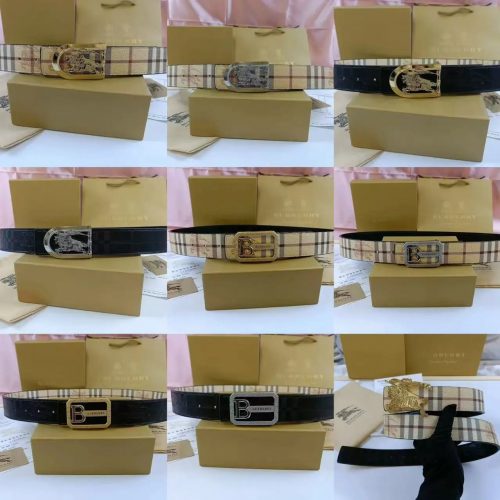 Burberry Check Print Leather Belt Classic Accessories Multicolor