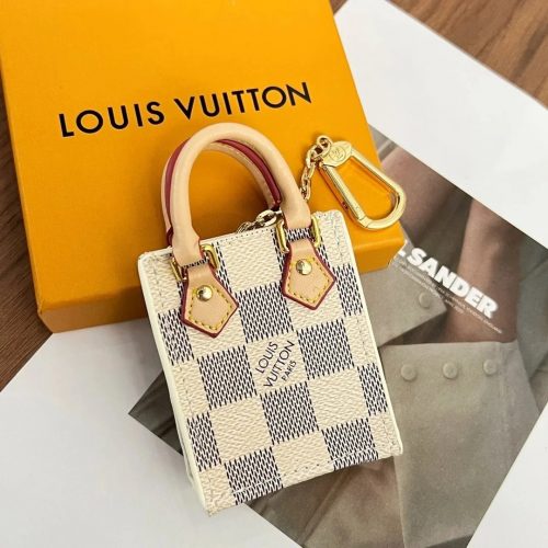 Louis Vuitton LV Damier Azur Nano Bag Charm Keychain White and Beige
