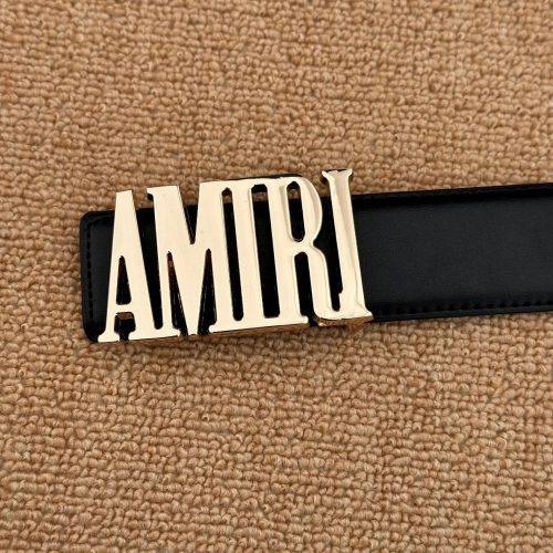 Amiri Logo Buckle Leather Belt Black