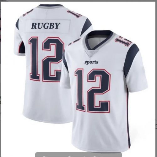 New England Patriots 12 Rugby Jersey Sports Shirt White