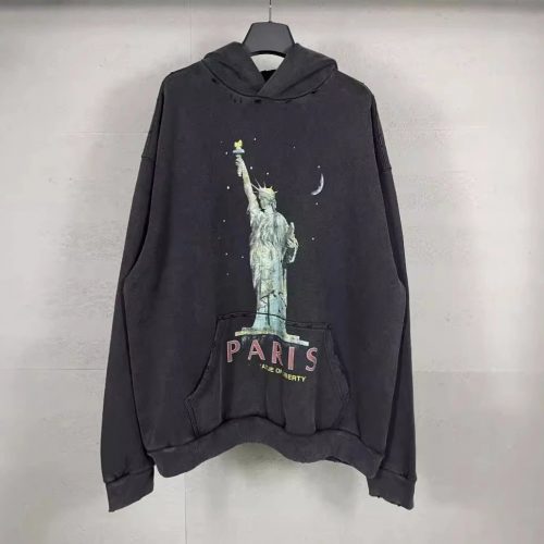 Balenciaga Statue of Liberty Casual Hoodie Black