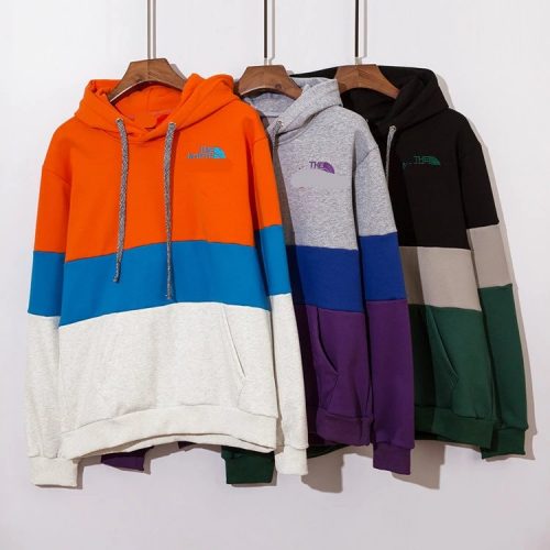 The North Face Colorblock Hoodie Casual Pullover Orange Blue and White