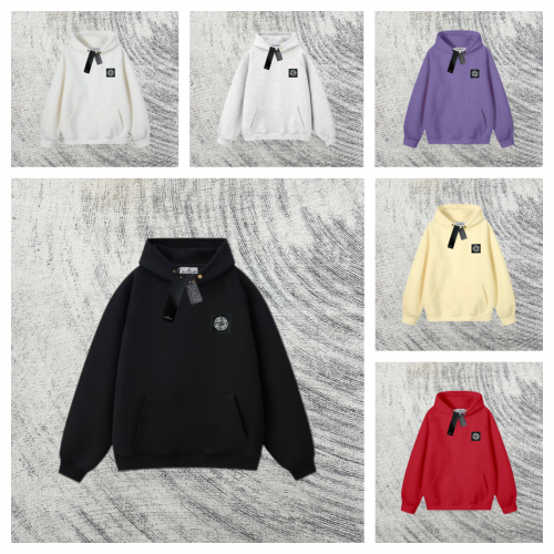 Stone Island Patch Logo Casual Hoodie Black