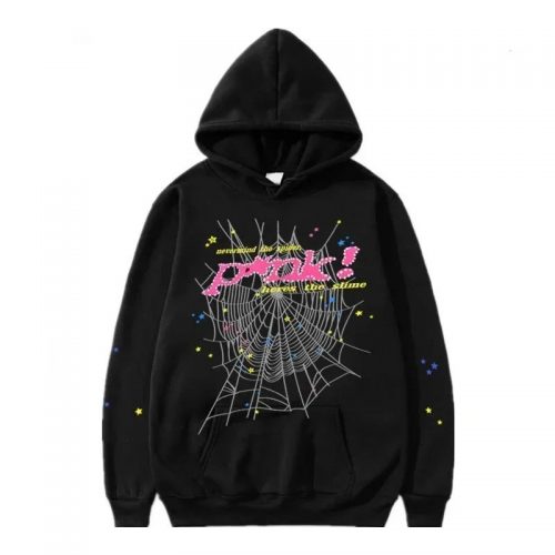 Sp5der Nevermind the Spider Graphic Streetwear Hoodie Black
