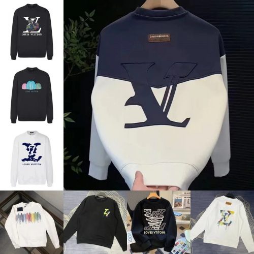 Louis Vuitton LV LV Logo Sweatshirt Casual Hoodie Black and White