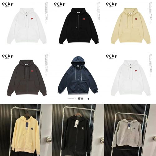 Comme des Garçons CDG Play Red Heart Zip-Up Hoodie Casual Cotton Black