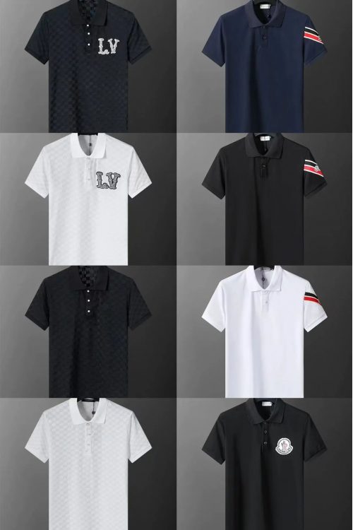 Louis Vuitton LV Checkerboard Polo Shirt Casual Cotton Navy