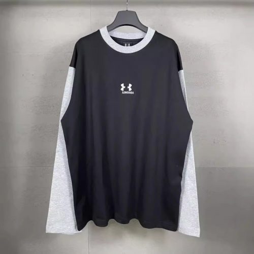 Under Armour Colorblock Long Sleeve T-Shirt Casual Black and Gray