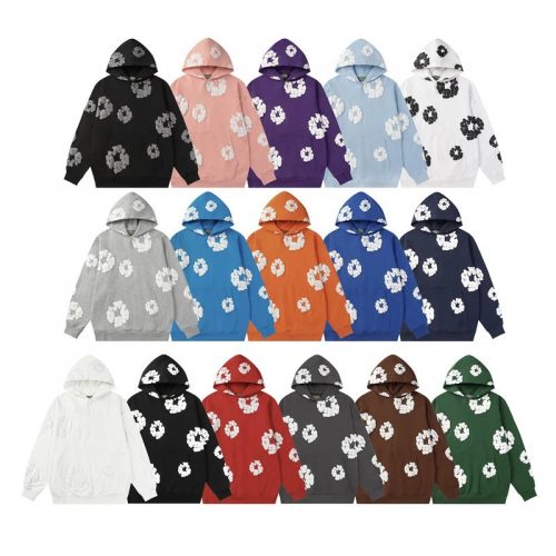 Denim Tears Floral Hoodie Casual Pullover Sweatshirt Multicolor