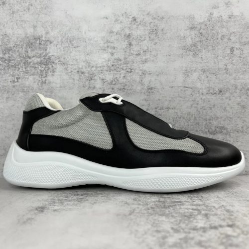 Prada Mesh and Leather Sneakers Casual Shoes Black and Gray