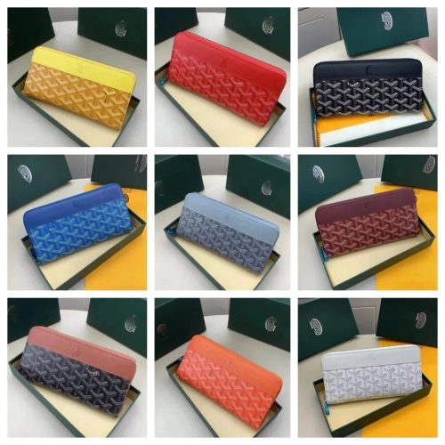 Goyard Matignon PM Zip-Around Leather Wallet Multicolor