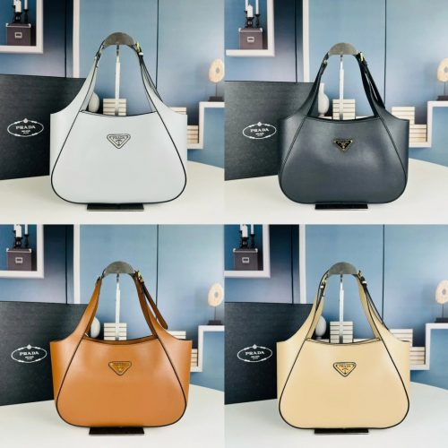 Prada Leather Shoulder Bag Minimalist Handbag Multicolor