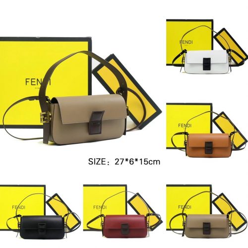 Fendi Baguette Classic Leather Shoulder Bag Multicolor