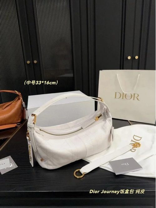 Dior Journey Quilted Leather Shoulder Bag White