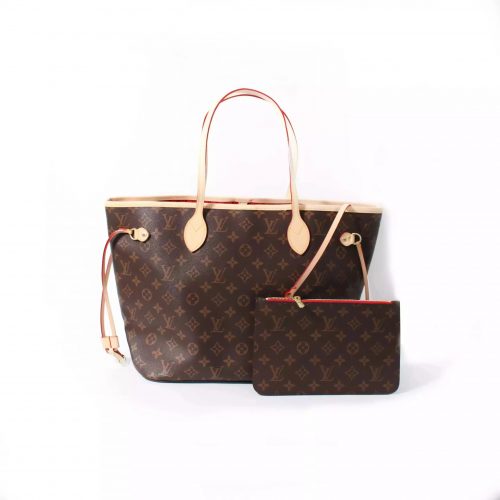 Louis Vuitton LV Neverfull MM Iconic Monogram Canvas Tote Bag Brown