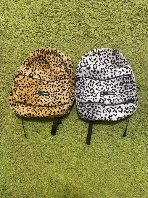 Supreme Fleece Backpack Leopard Print Streetwear Bag Multicolor