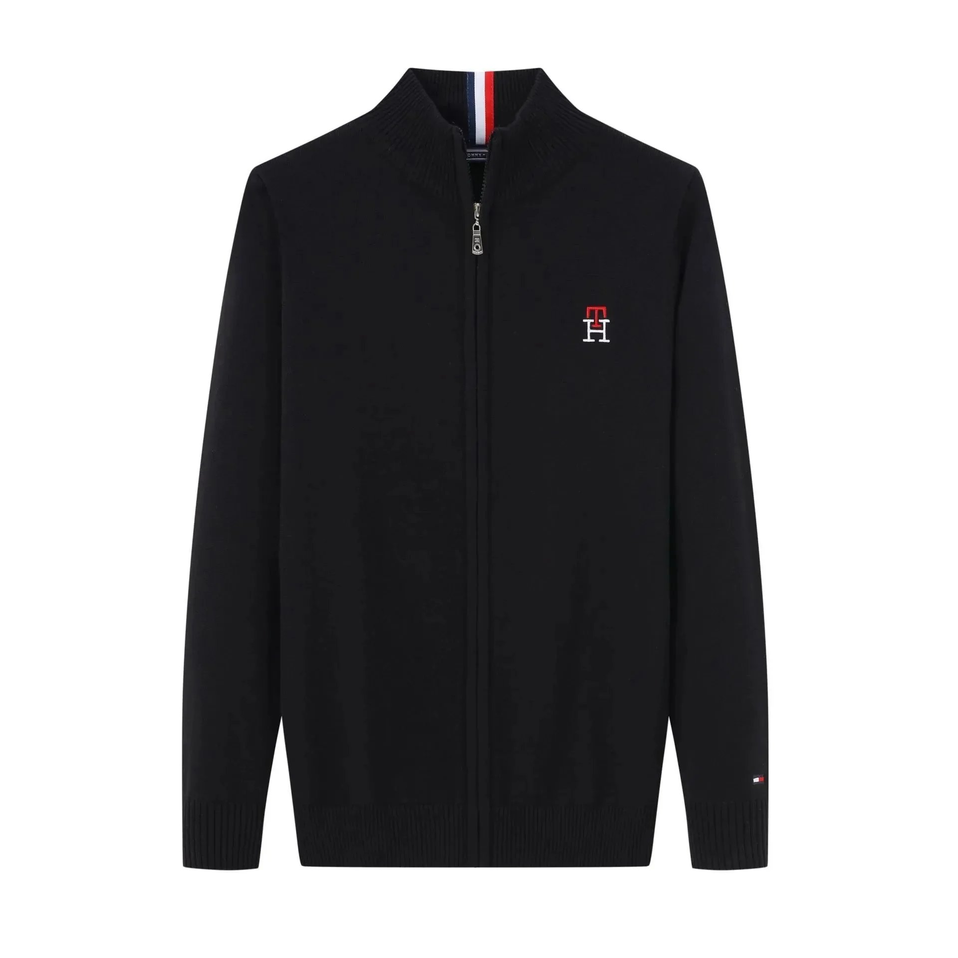 Black stand-up collar Black stand-up collar