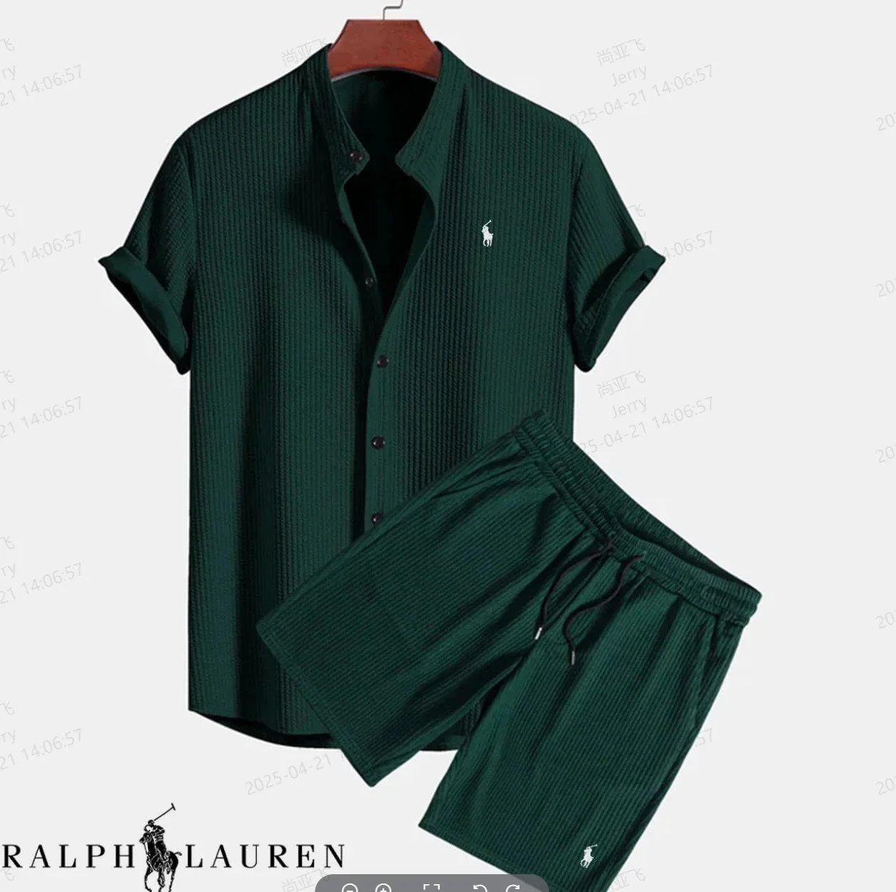 Ralph Lauren立领短袖短裤 绿 Ralph Lauren立领短袖短裤 绿