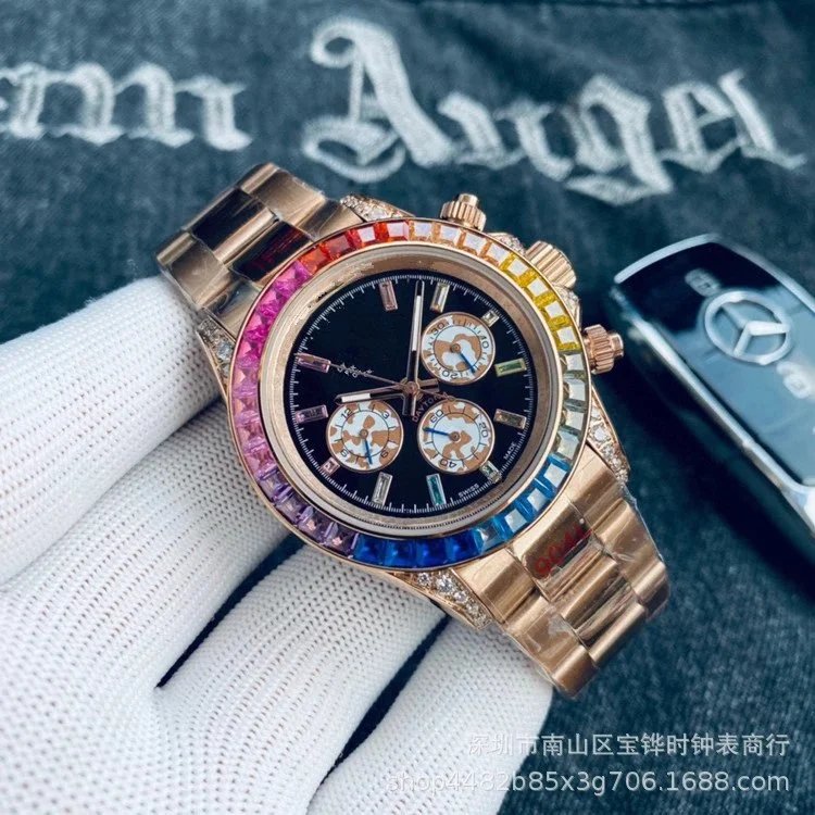 玫瑰金钢带黑面