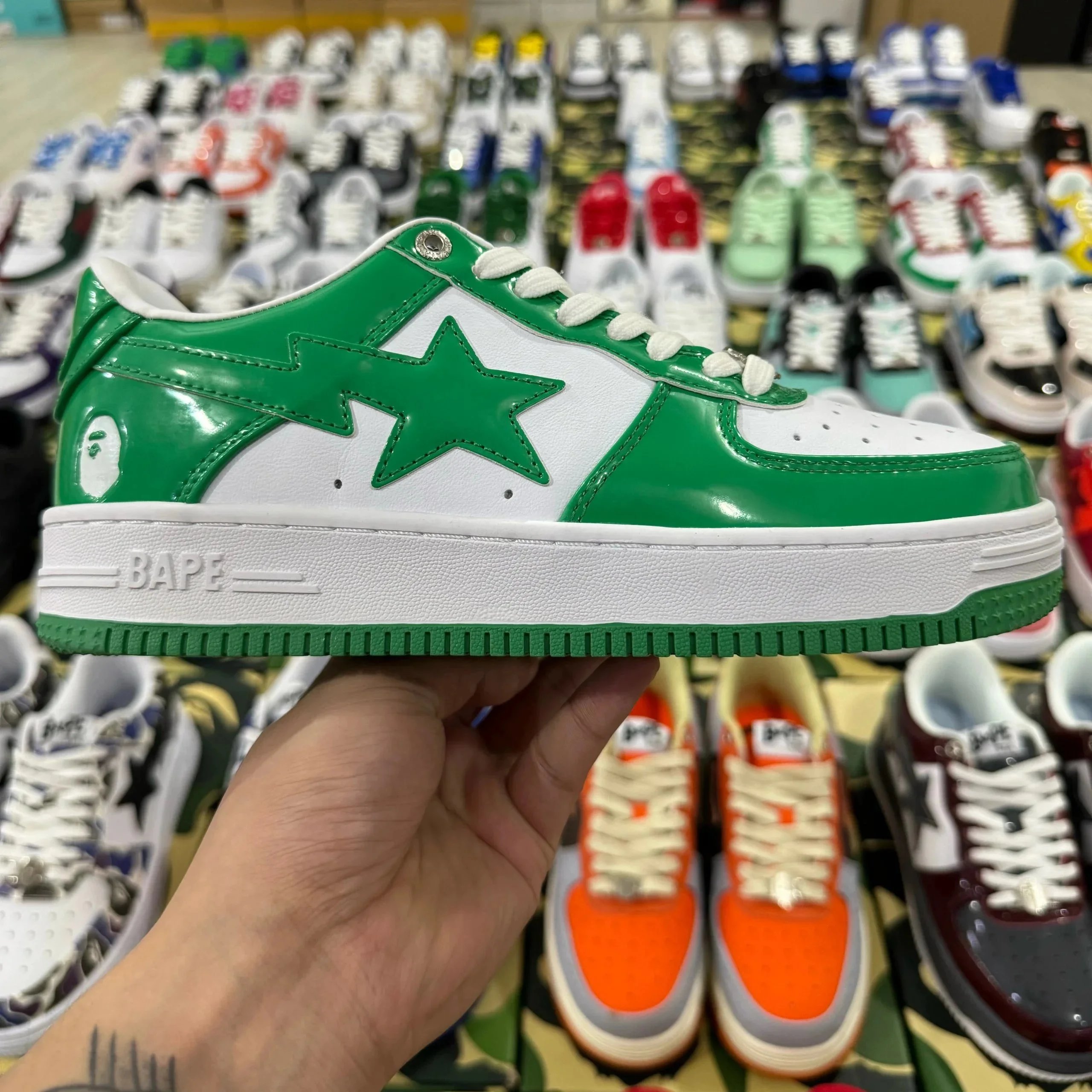 绿白漆皮