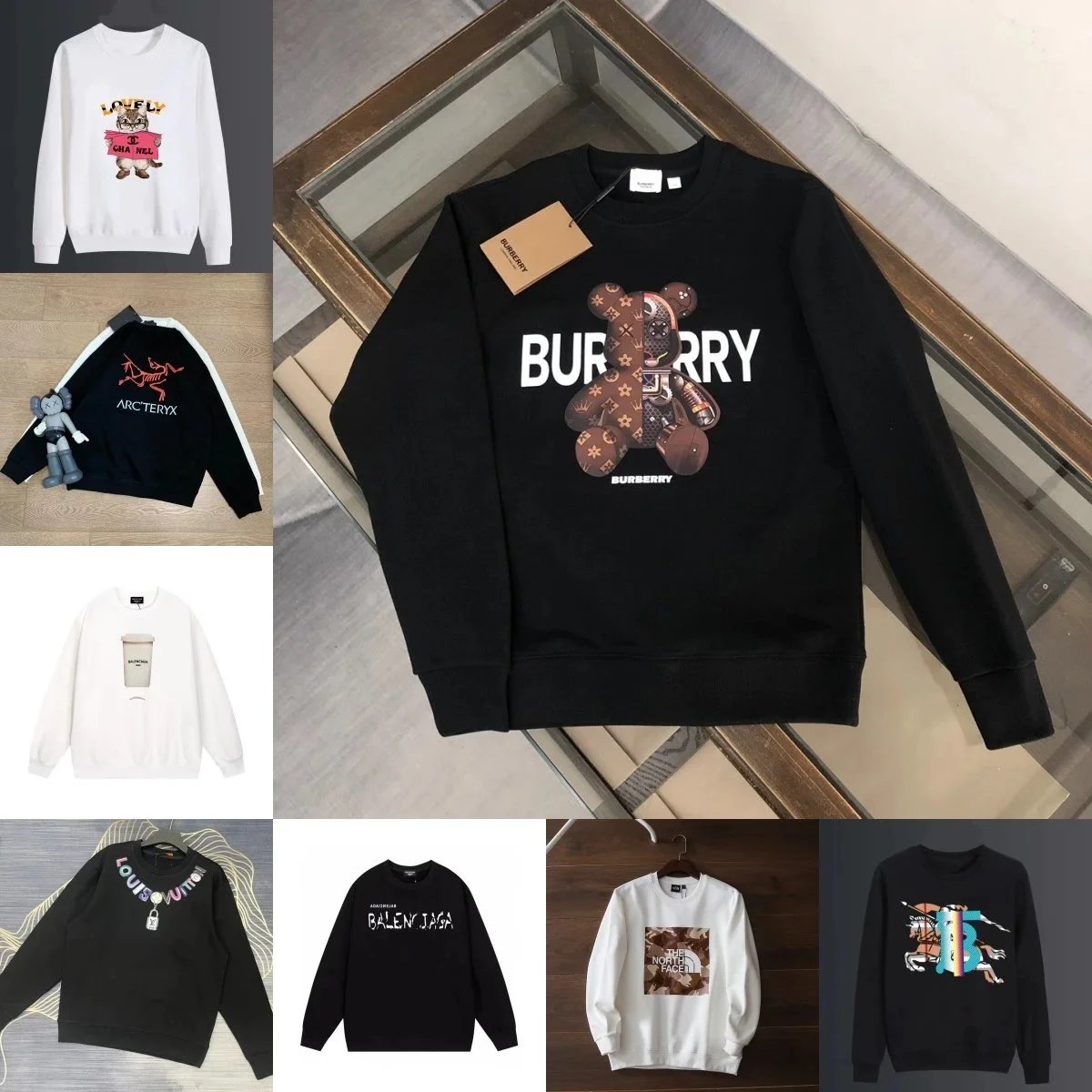Burberry Bear Print Casual Sweatshirt Black