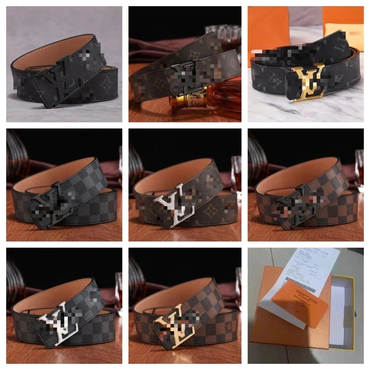 Louis Vuitton LV Monogram and Damier Canvas Reversible Belt Black and Brown