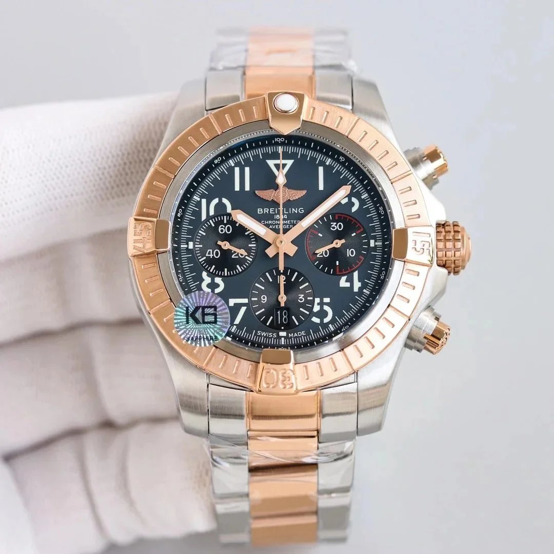 Breitling Avenger Chronograph Luxury Watch Black and Rose Gold