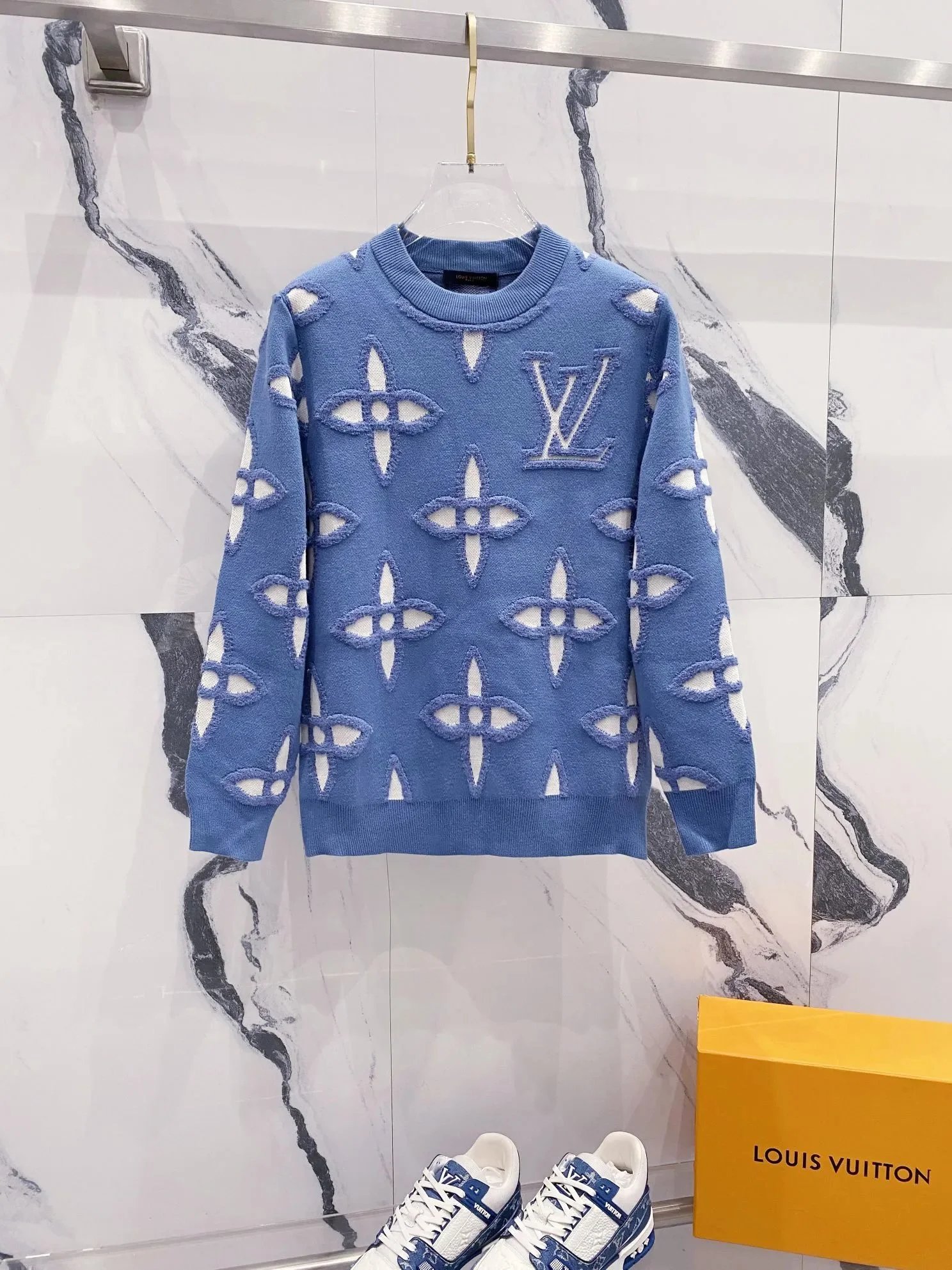 提花毛衣-蓝 提花毛衣-蓝